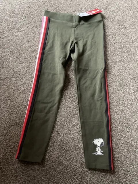 M&S Marks and Spencer Peanuts Snoopy Khaki Girls Leggings 5-6 Years