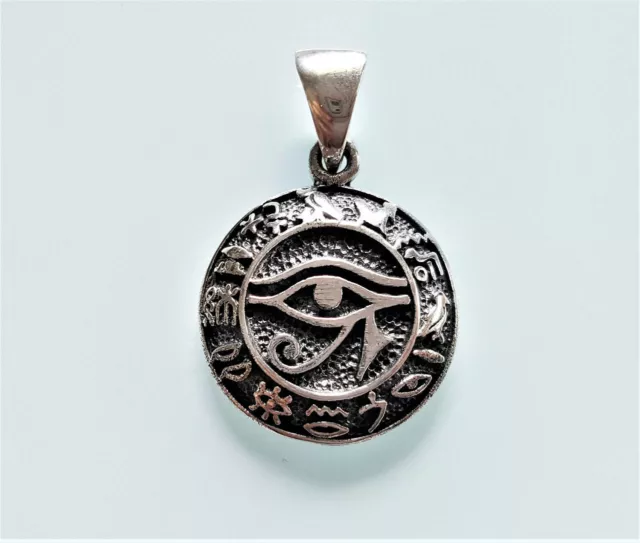 STERLING SILVER 925 Eye of Horus Pendant Ancient Egyptian Hieroglyph Symbols of