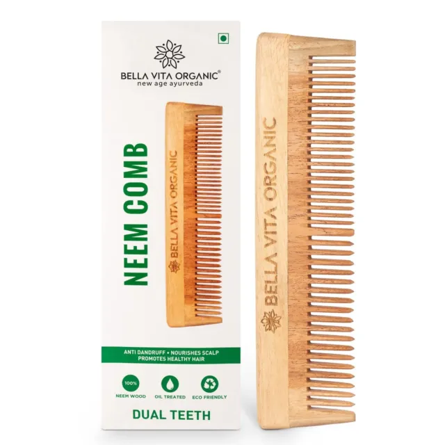 Bella Vita Organic Dual Teeth Wooden Neem Comb