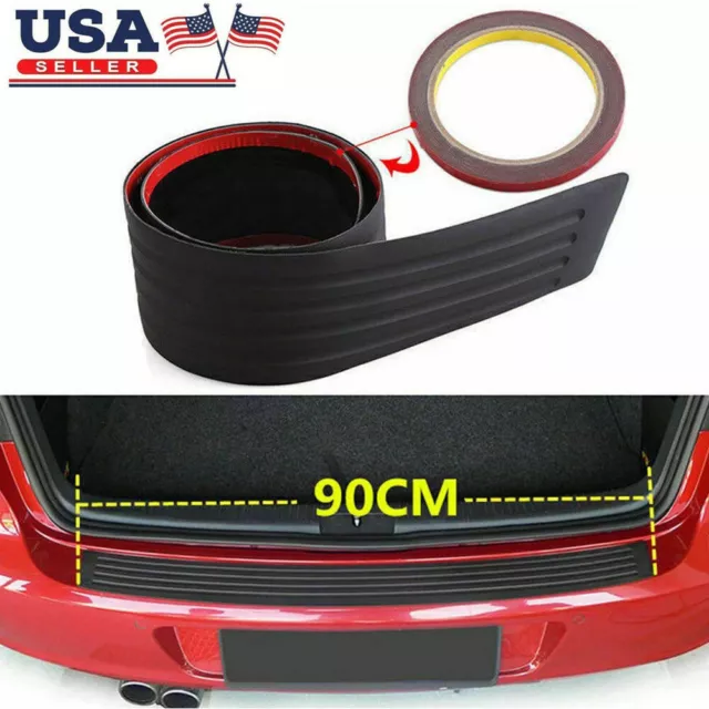 1Pc Car Rear Bumper Sill Protector Plate Rubber Cover Guard Back Door Boot Trim