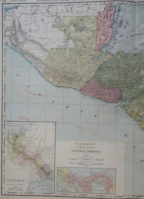 Centroamérica Honduras Nicaragua Canal de Costa Rica 1912 mapa detallado grande 3