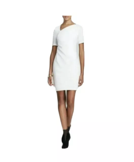 ELIE TAHARI Dress Marianna Asymmetric Neck Casual Ivory White Sz 8 NWOT