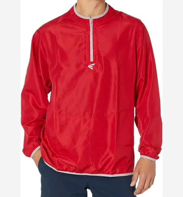 Chaqueta de jaula de bateo de béisbol roja Easton XL para hombre 1/4 con cremallera rompevientos