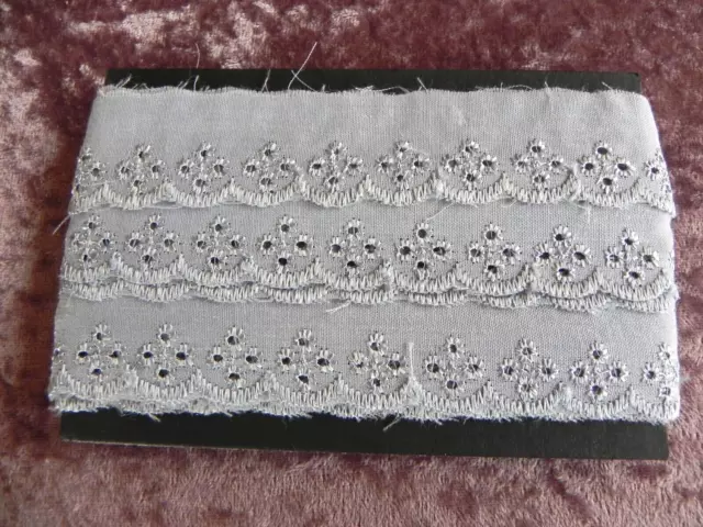 New Card of Birch Broderie Anglaise Grey - 2.5cm x 4mts