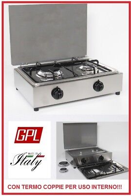 USO ESTERNO FORNELLO DA TAVOLO PARKER 2 FUOCHI ALIMENTAZIONE GAS GPL MADE IN ITALY GAS NELLE BOMBOLE 