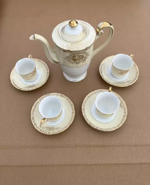 Goldena (Noritake Japan) vintage Chocolate or Tea Set, 9 pieces