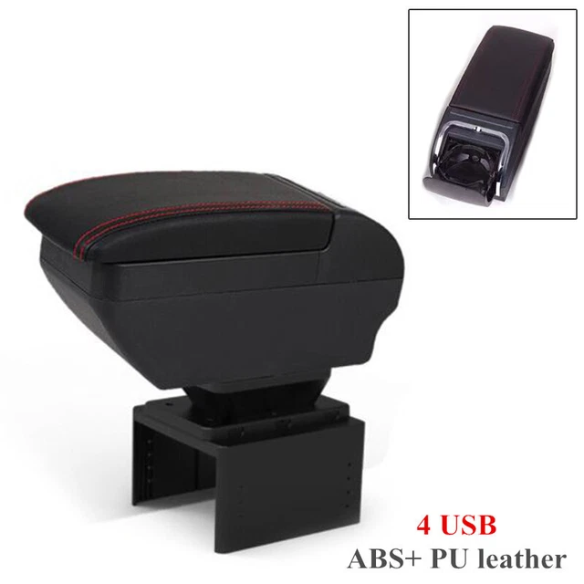 4 USB Car Central Container Armrest Box PU Center Storage Case Cup Holder Parts