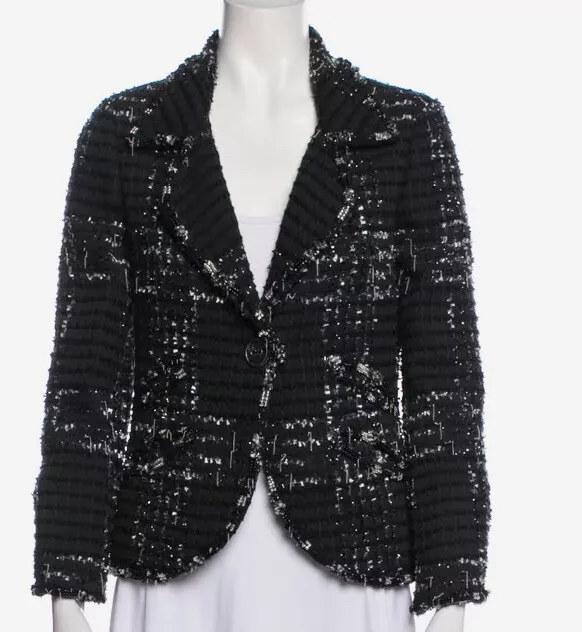 Chanel Black Tweed Jacket 36 FOR SALE! - PicClick