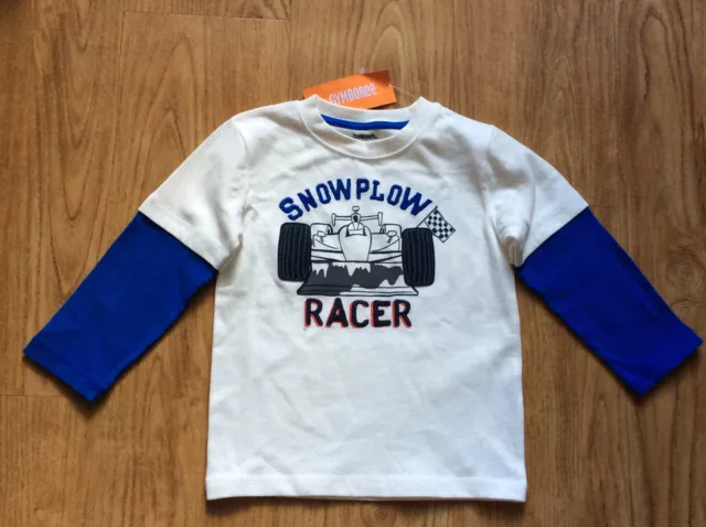 Gymboree NWT Toddler Boys White Snowplow Racer Long Sleeve T-Shirt Sz 2T