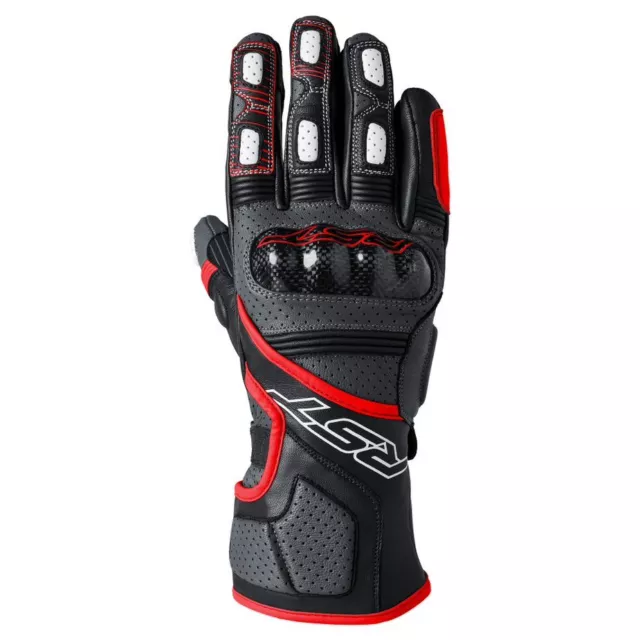 RST Fulcrum Mens Motorcycle Gloves 3179 Ce Sport Leather Grey Red Black