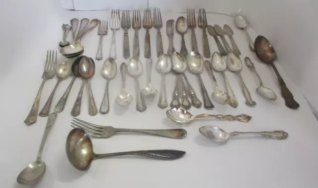 Mixed Vintage Silverplate Flatware Lot Forks and Spoons