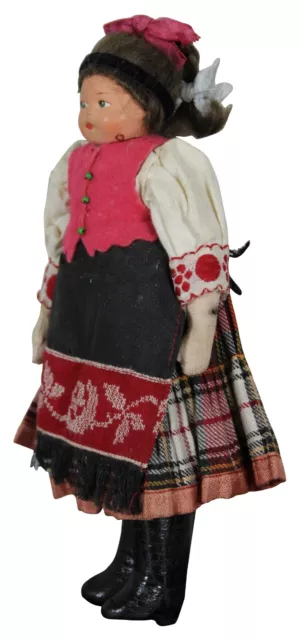 Vintage Russian Slovak Folk Costume Doll Composition & Cloth 8" 2