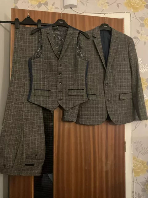 One Six Five Slim Fit Brown Tweed Check Suit C36s, W30, L28.5, W/C36s