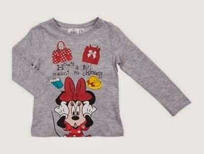 Maglietta maniche lunghe per bambina 8 anni nuovo shirt Disney Minnie grigio