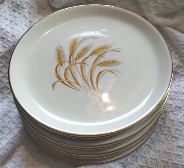 Vintage MCM Homer Laughlin Golden Wheat Salad/Dessert Plate 22k Gold