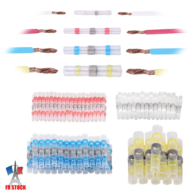 120PCS Connecteur de fil de soudure Cosses Electriques Souder Câble étanche kit