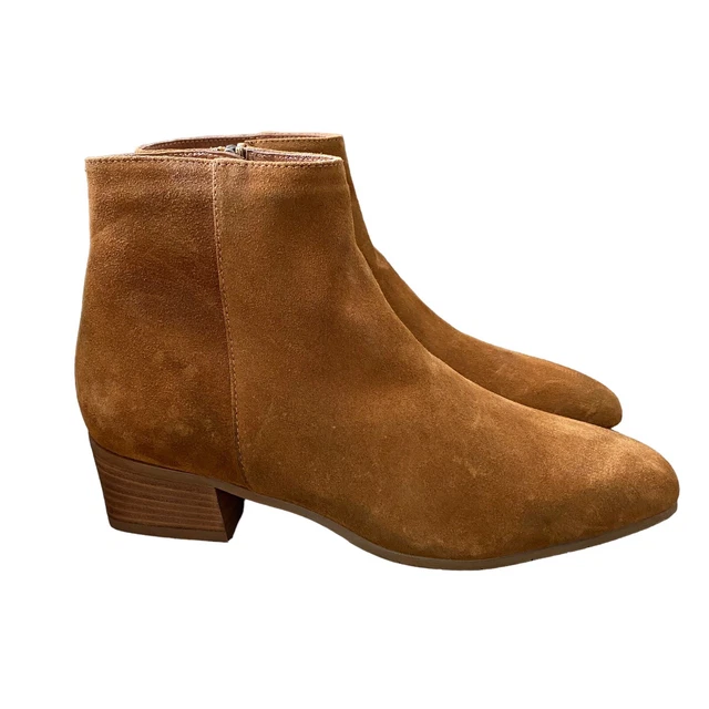 Aquatalia Womens Fuoco Boots Suede Stacked Heel Bootie NWOB $395 Brown Size 10.5
