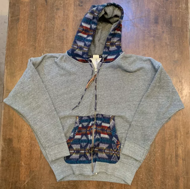 Pendleton roxy womens full zip gray aztec pattern pockets hoodie XS 2