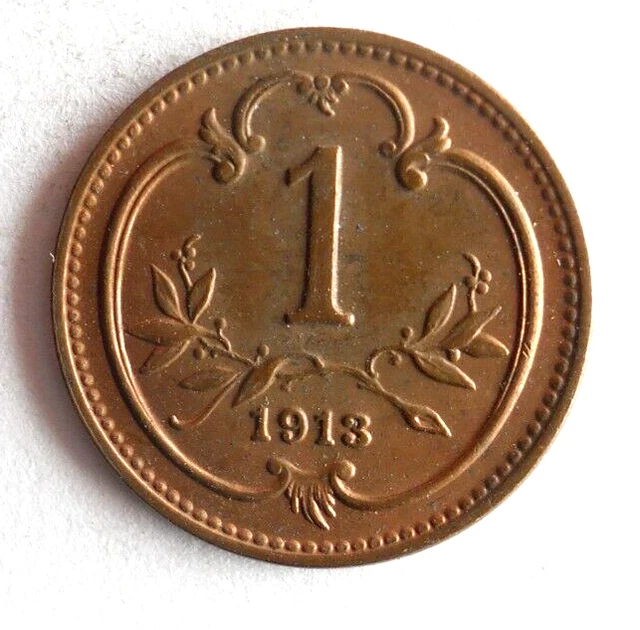 1913 Autriche Heller - Excellent Vintage Pièce de Monnaie Autriche Poubelle #A