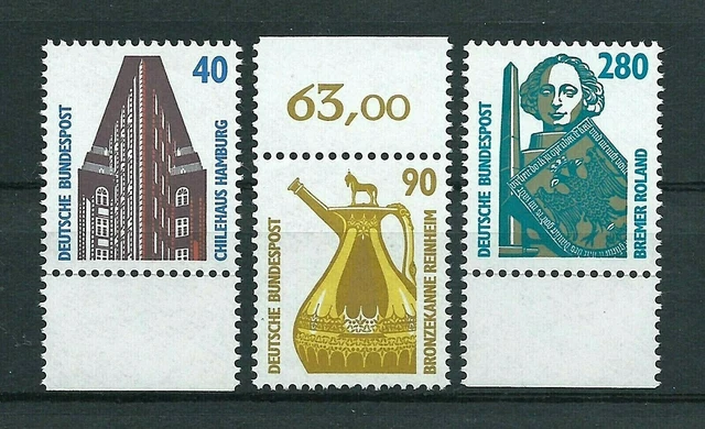 Rfa 1988 Sites Touristiques Attractifs Mi.1379-1381 Neuf Orig. Gomme Randstücke