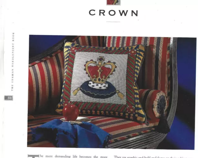 Crown on Cushion Caroline Charles Needlepoint Chart Ehrman Designer