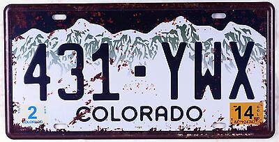 Vintage Metal Tin Sign Colorado Car License Plate Garage Poster Wall Door Plaque
