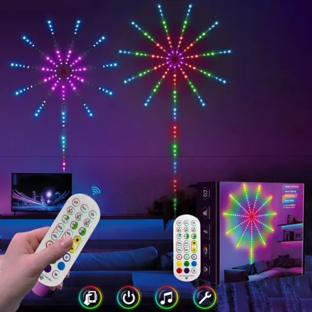 UK LED Firework Strip Light Dream Color RGB Smart Music Sync APP&Remote Control