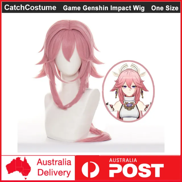 Genshin Impact Yae Miko Cosplay Wig Sakura Pink Halloween Book Week Party Hair