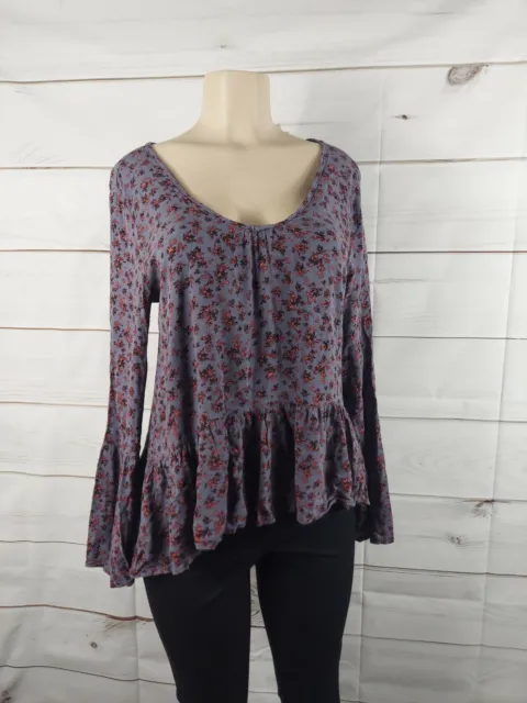 mossimo blouse women's size M boho flowy shirt bell long sleeve boat neck top