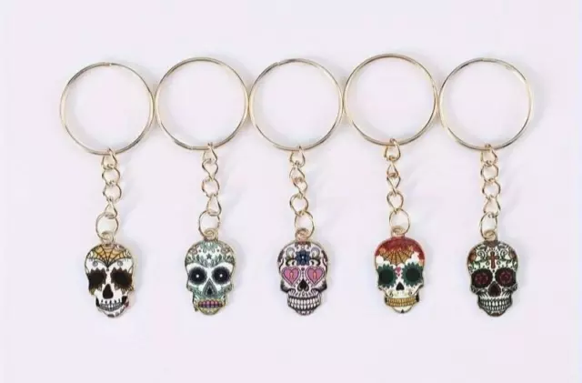 5 x Skull Trendy Bag Charms Key Chain Key Ring Women Girls Man Car Gift