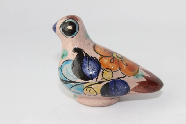 Vntg Mexican Tonala Pottery Hand Painted Folk Art Miniature Bird Figurine Signed Vntg Mexican Tonala Pottery Hand Painted Folk Art Miniature Bird Figurine Signed