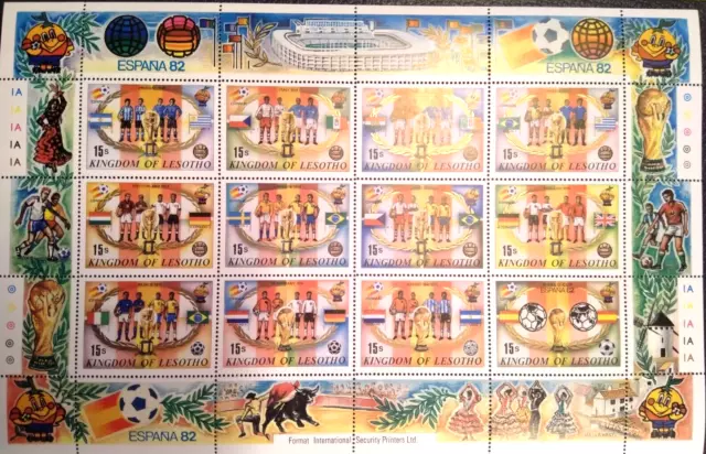 Fußball WM Spanien 1982, Lesotho Groß-Block mit Finalpaarungen, postfrisch