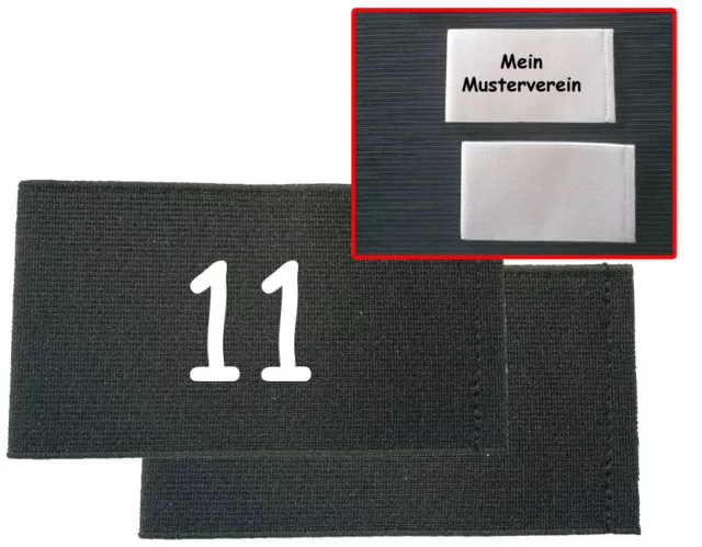 Schienbeinschonerhalter mit eigenem Namen, Druck nach Wahl NEU sw. Stutzenhalter