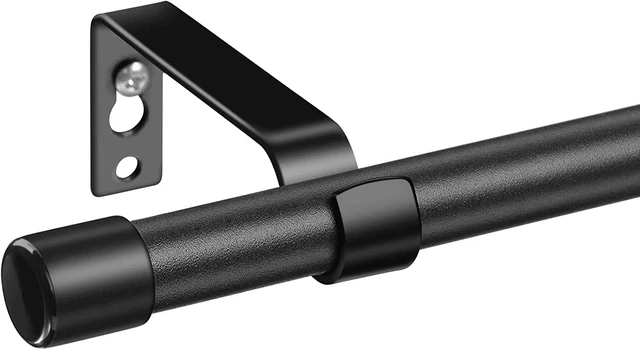 Black Curtain Rods for Windows 28 to 48 Inch - 5/8 Inch Small Curtain Rod Set -