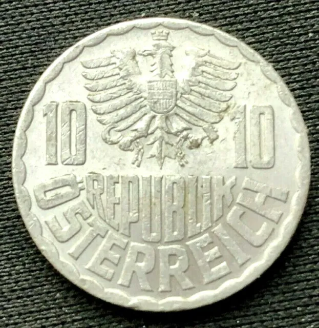 1957 Austria 10 Groschen Coin AU    Aluminum World Coin   #K1398