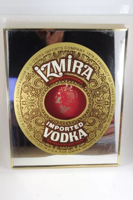 Vintage Izmira Vodka Beer Alcohol Mirror Bar Sign Man Cave Decor 16 x 13 inches