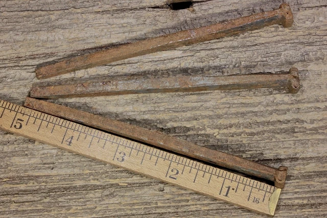 5” large Spikes NAILS 3 old Crucifixion hanger for vigil lamps vintage rust iron