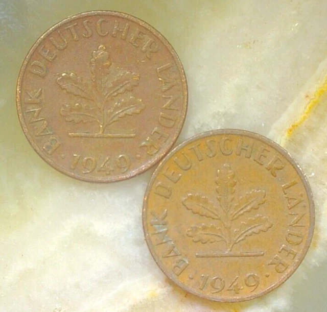 Germany 1 Pfennig Lot (2) Coins 1949 -World Coin Collection- 💸Fast Shipping!💸