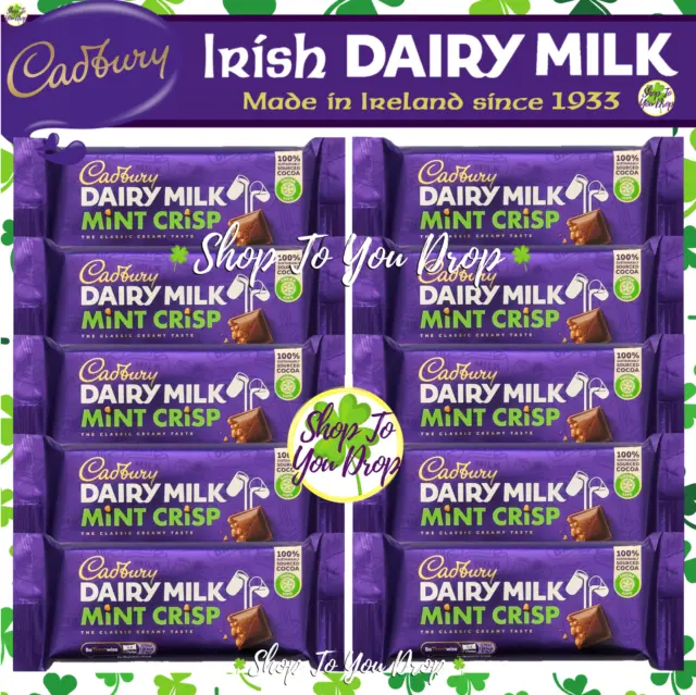 10 IRISH CADBURY MINT CRISP 54g BARS✨SPECIAL OFFER✨BB 10/24✨£15.95✨CHEAPEST✨☘️🍫