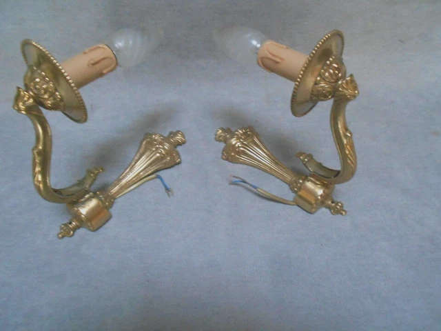 Pair French  vintage solid Brass  Wall Light SCONCES