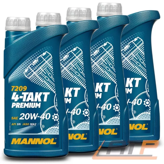 4x 1 L LITER MANNOL 7209 4-TAKT PREMIUM API SN MOTORRAD-ÖL MOTORRADÖL