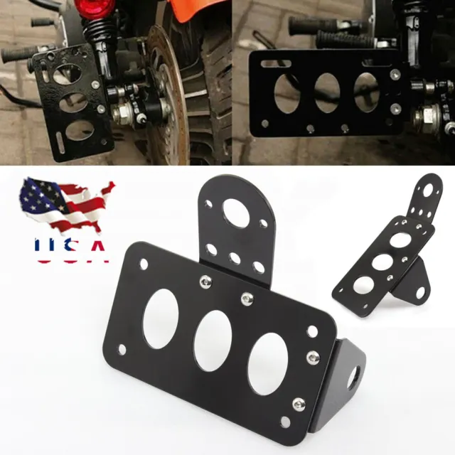 Motorcycle Black Side Mount License Plate Bracket Holder For Harley Chopper Dyna