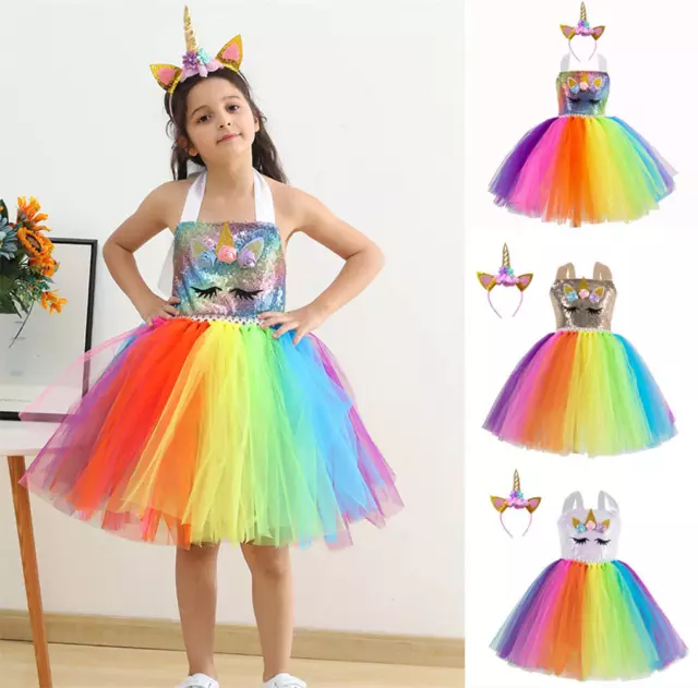 Glitter Sequins Kids Girls Unicorn Party Princess Fancy Dress Costume Headband