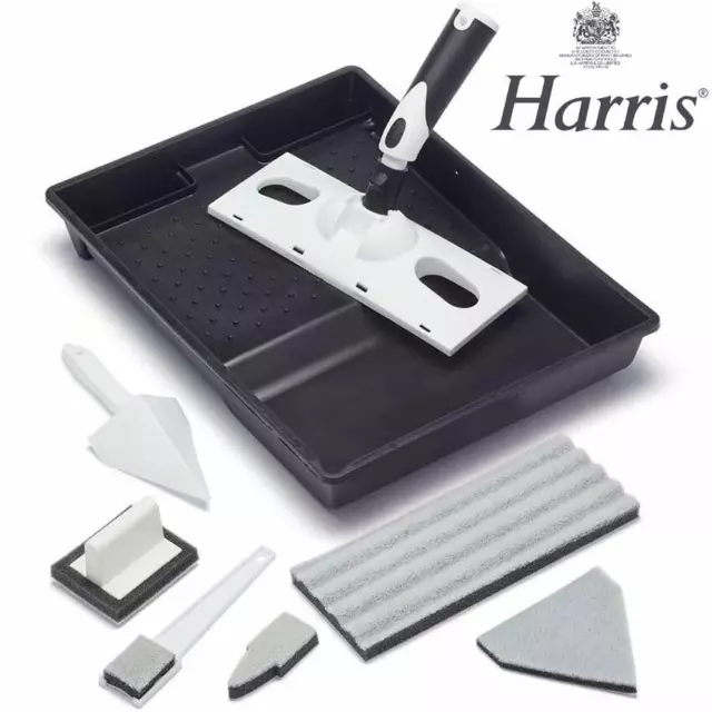 Harris 8 Piece Paint Pad Tray Set 9 inch Handle Corner Edging Window Sash Pad