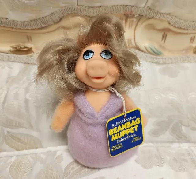 VTG 1980 Miss Piggy Jim Henson Fisher Price Muppets Bean Bag Plush With TAGS