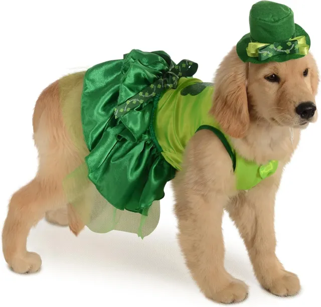 Lucky Dog Irish Girl St. Patrick's Day Fancy Dress Halloween Pet Dog Cat Costume