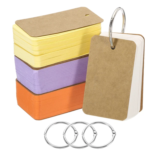 2.8" x 1.5" Blank Flash Cards with Rings Index Cards, Assorted Colors 400pcs