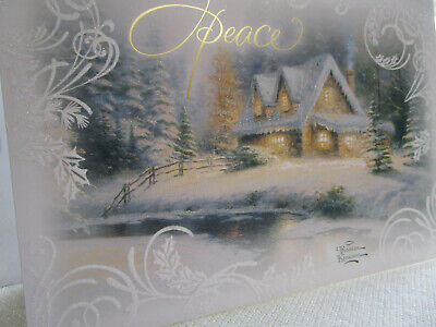 Christmas Peace ~ Snow ~ Home - Thomas Kinkade Box of 16 Glitter Christmas Cards