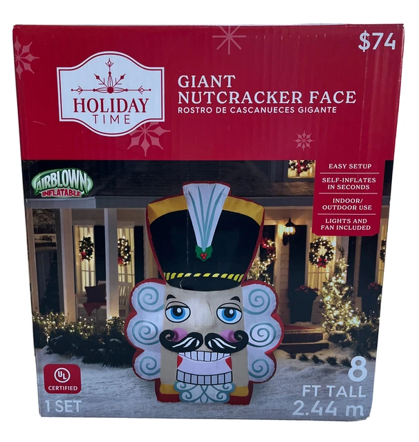 8 FT TALL Giant Nutcracker Face Airblown Inflatable Holiday Time