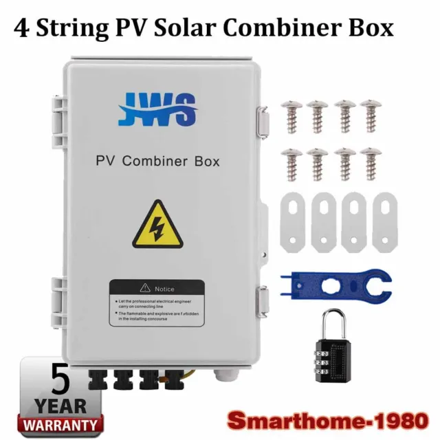 4 String Solar PV Combiner Box 12A Circuit Breaker for Solar Panel Plastic AU